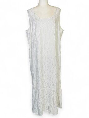 Vintage 90s Violet Kay Plus Size 3X Sleeveless White Dress Drop Waist Floral